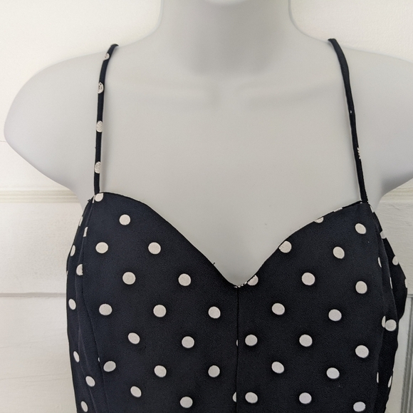 Roberta VINTAGE FLARED HEM COCKTAIL POLKA DOT STRAPPY DRESS SIZE 9/10 - Picture 6 of 16